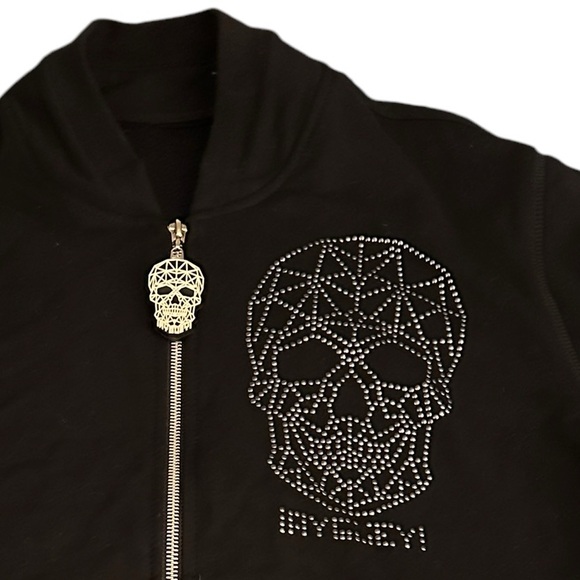 AyGuey made in Mexico full-zip sweatshirt jacket with studded skulls men’s XL - Picture 4 of 14